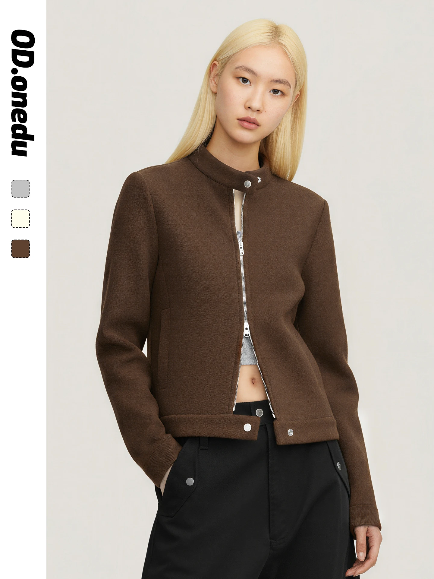 

ODonedu Ele коврик на молнии или Jaet женское свободное утягивающее модное пальто легкий роскошный воротник-стойка