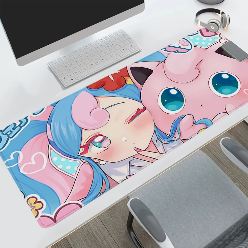 لوحة ماوس لطيفة Jigglypuff Pokemons Kawaii لوحة ماوس كبيرة لألعاب الكمبيوتر لوحة ماوس كبيرة لوحة ماوس مكتبية Xxl Deskmat #3