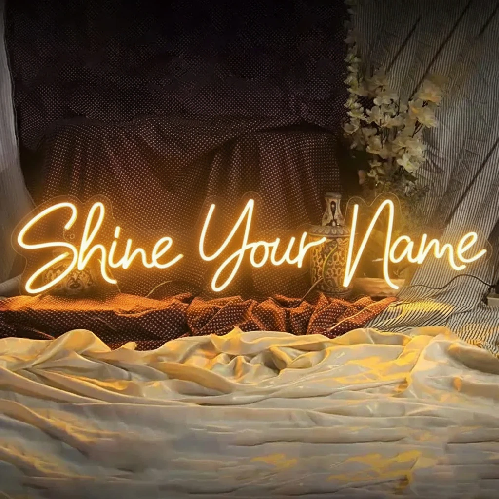 

Неоновая вывеска на заказ с регулируемой яркостью, светодиодный ночник, персонализированный декор для дня рождения, свадьбы, сияют ваше имя, идеально подходит для настенного освещения