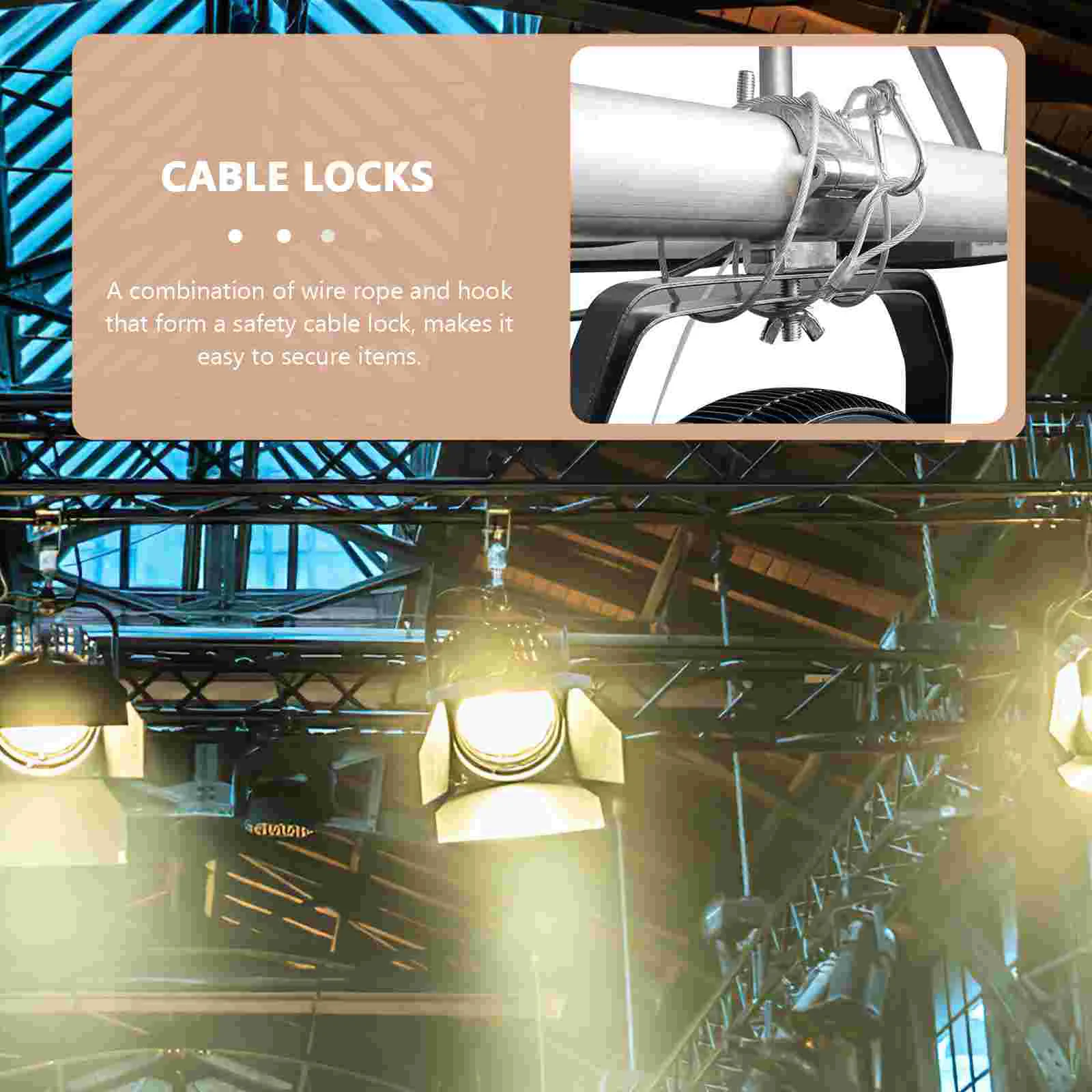 Wire Rope Lock Carabiner Stainless Steel Steel Safety Rope Cable Locks For Stage Light Stainless Steel Safety Cable Locks