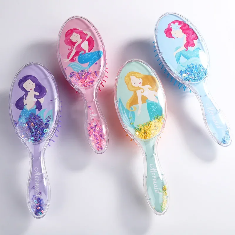 Cartoon Cute Animal Sequins Anti-static Hair Brush Massage Comb Shower Wet Detangle Hair Brush Salon Hair Styling Tools