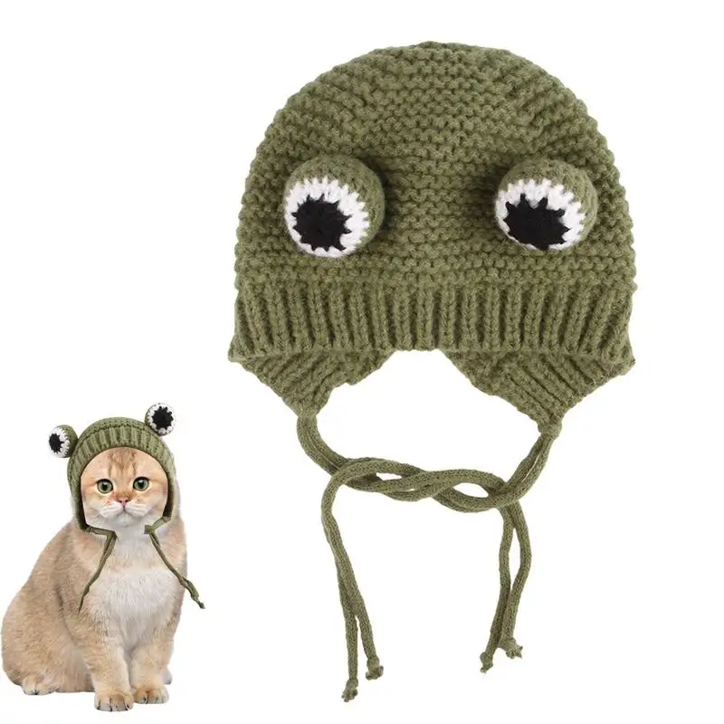 Crochet Cat Hat Cat Costume Cute Warm Pet Hat Comfortable Headgear Funny Dog Costume Knitted Hat For Pets Cats Bunnies Rabbits