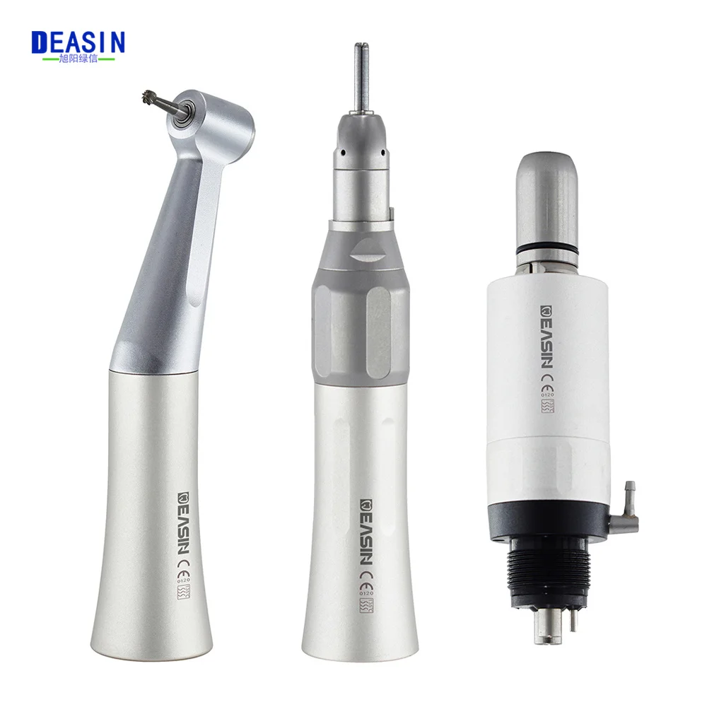 

Dental Low Speed Handpiece Kit Contra Angle Straight NoseCone Air Motor 2/4 Holes External Water Spray Push Button Dental Tools