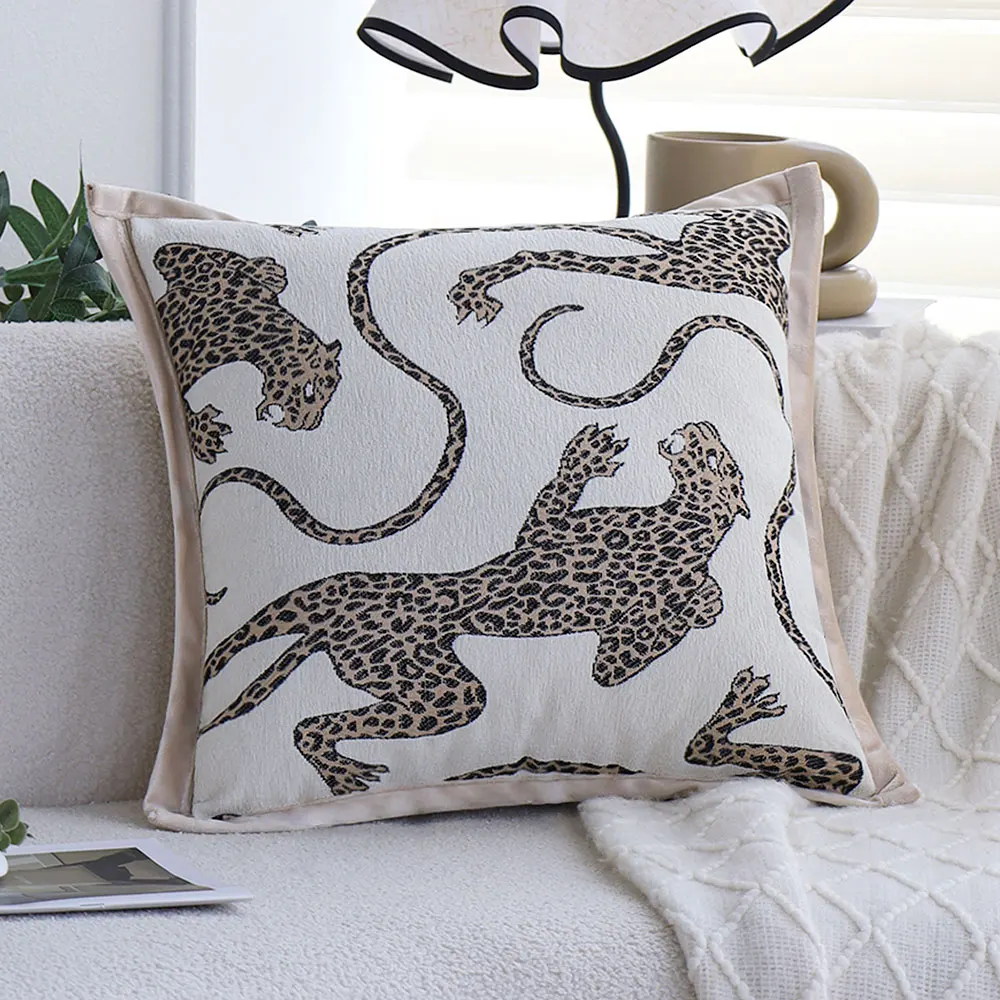 Leopard Jacquard Cushion Cover