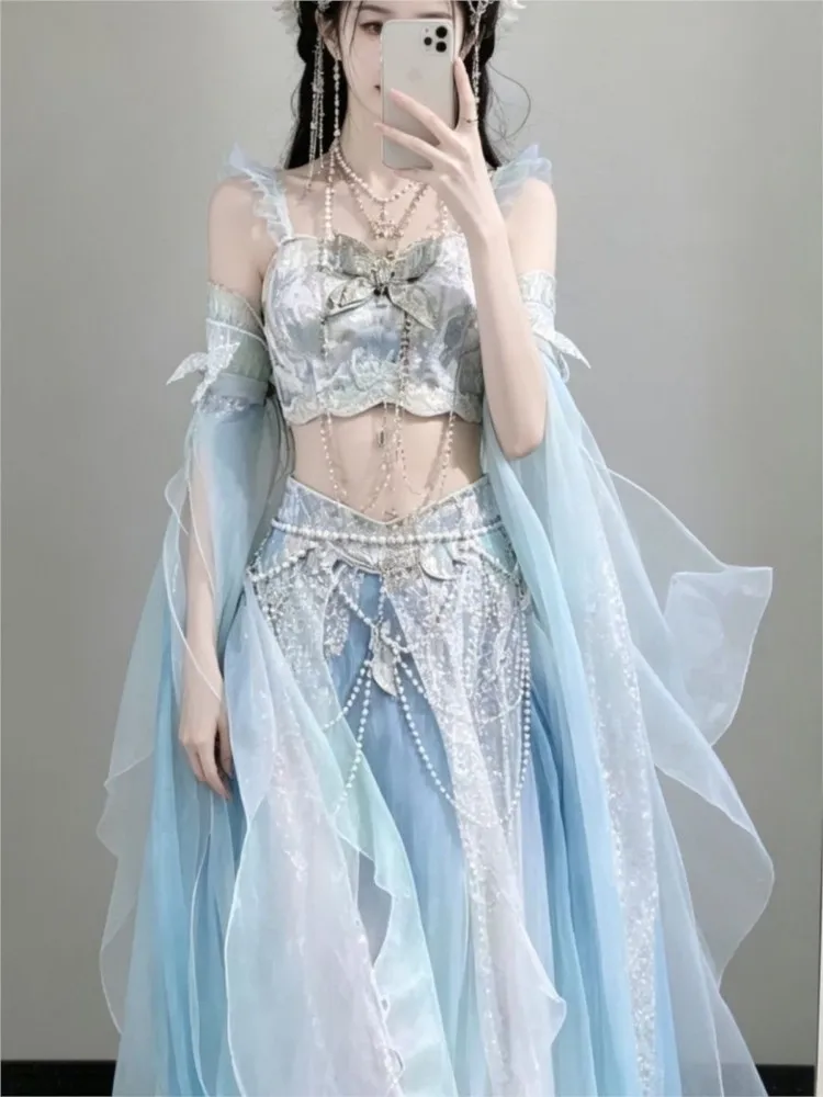 Exotic Style Gradient Printing and Dyeing Embroidery Chest Female Han Costume Heavy Industry Clothing