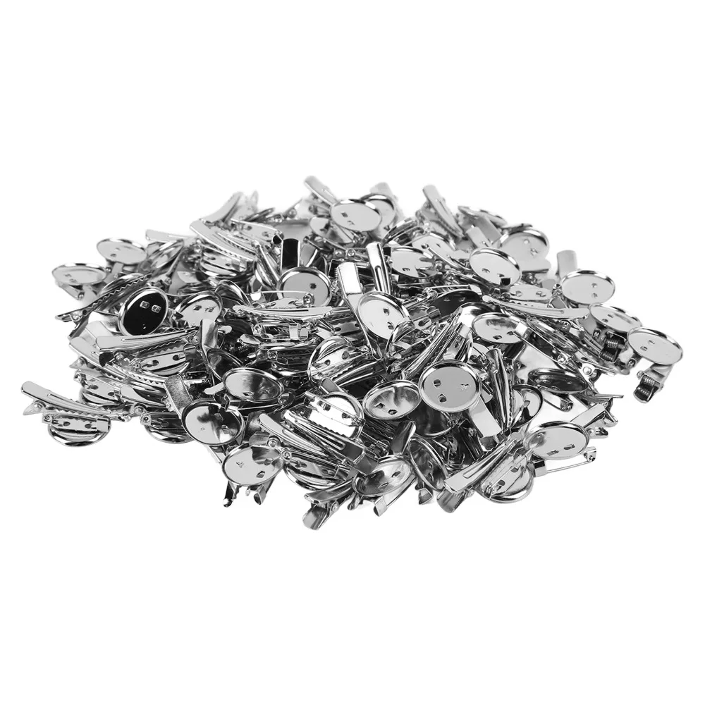 

100pcs Metal Blank Button Badge Round Tray 20mm Badge Button Pins Reusable Silver Blank Button Pins Hair Clip Decorative