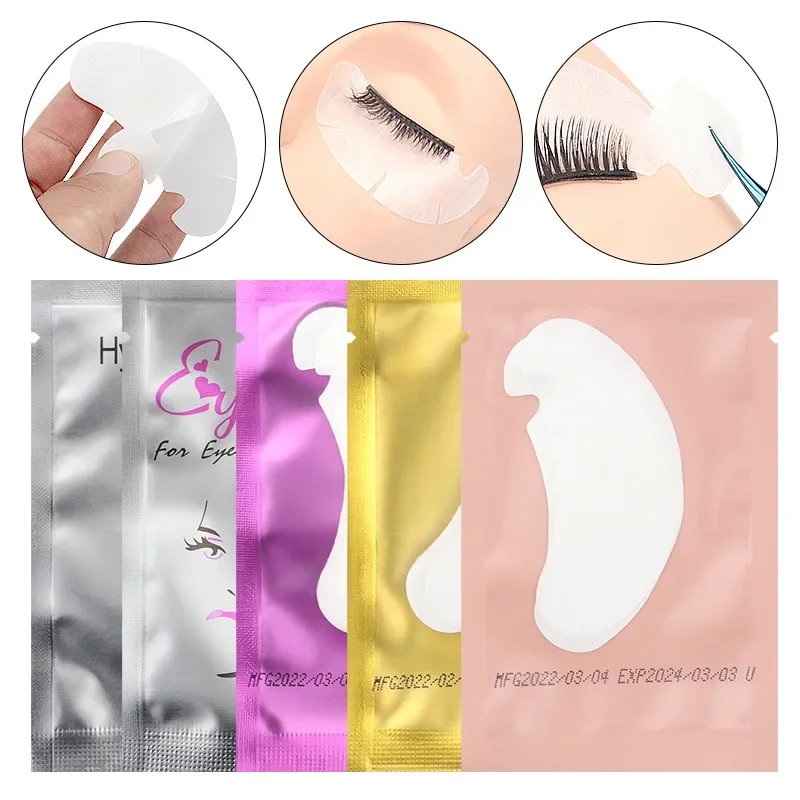 Juego de 50 pares de extensiones de pestañas en forma de U, parche para ojos con muesca, almohadillas sanitarias de Gel, suministros de parches para pestañas, máscara para ojos, herramientas de belleza