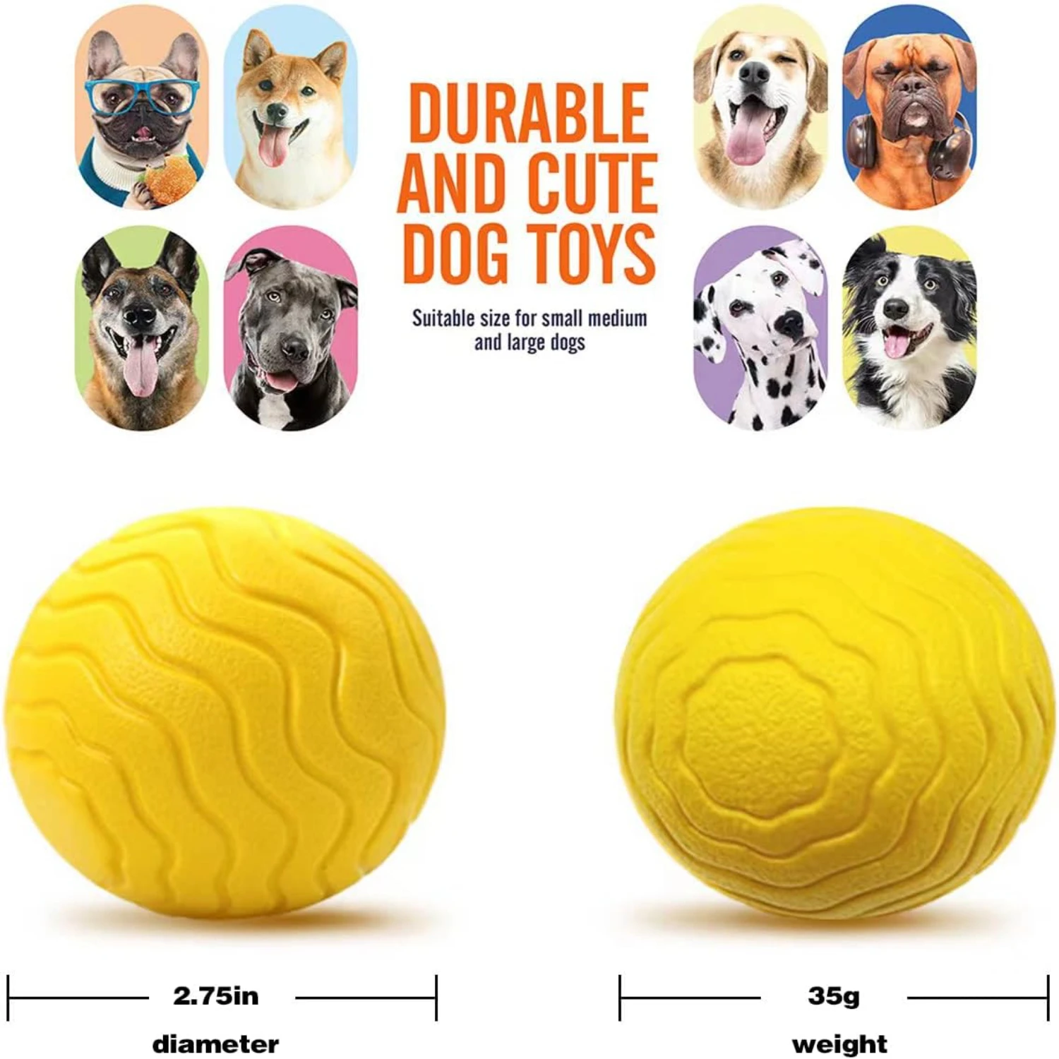 Tough and Durable Large Dog Balls - Set of 2 Indestructible Tennis Balls for Aggressive Chewers, Interactive Water Toy Ball for 