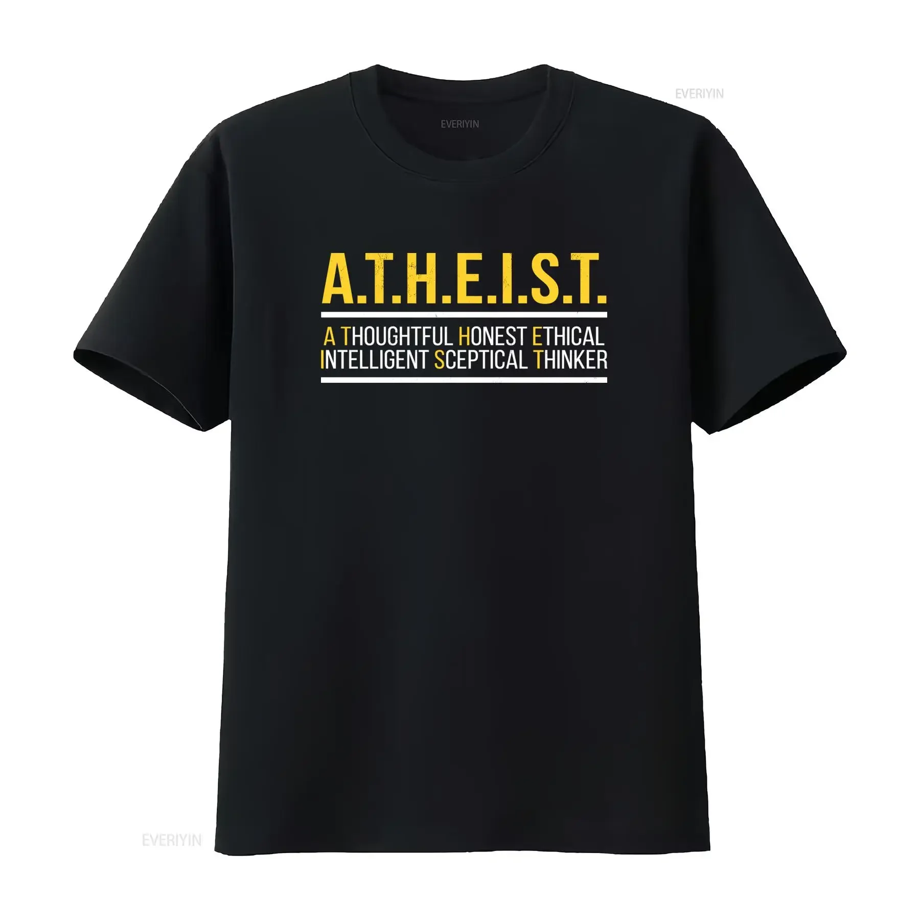 Streetwear Atheist Slogan Print Casual Sceptical Thinker T Shirt vintage Washed graphic Top For Everyday Wear Slightly Soft