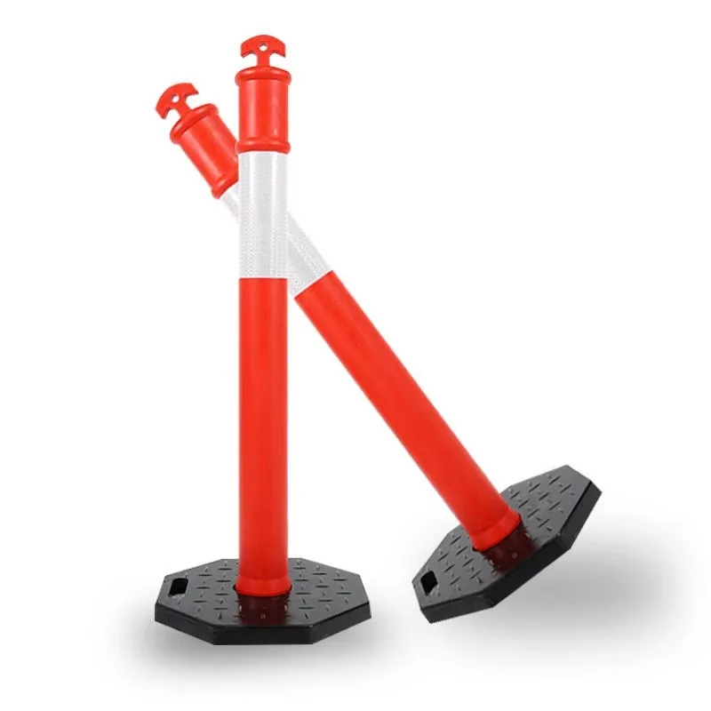 Orange Road Safety Bollards with Removable Base Traffic Safety Plastic Profile