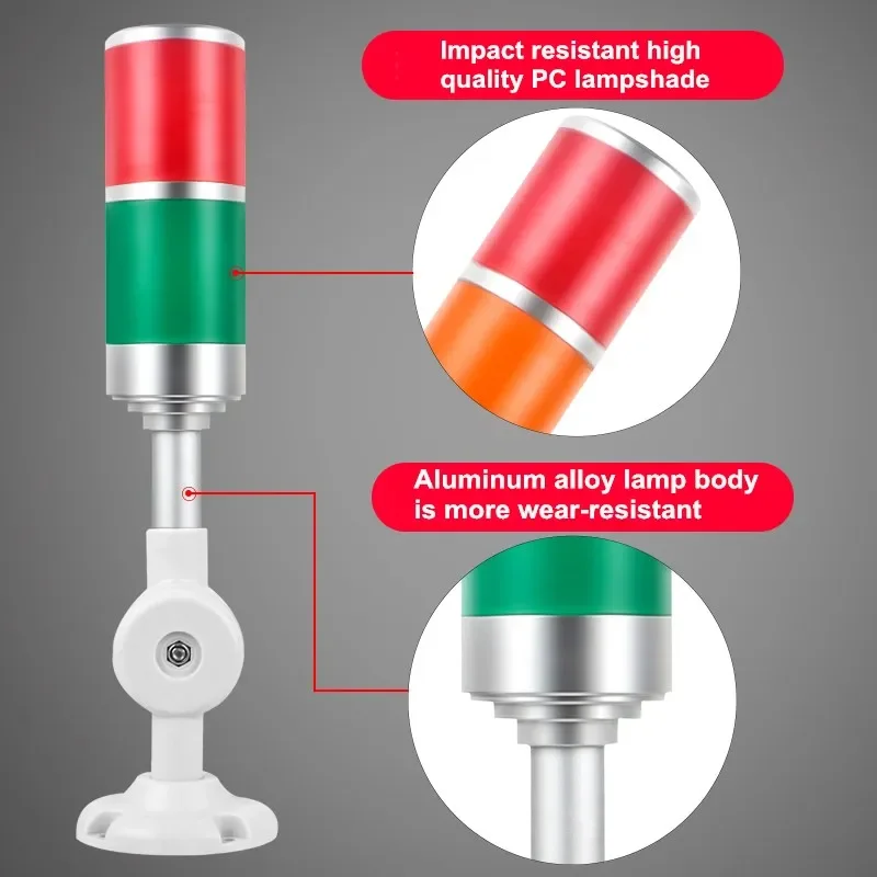 LED Stack Lamp 24V Industrial LED Signal Tower Alarm Caution Light With Buzzer Safety Foldable Warning Light for Machine Tool