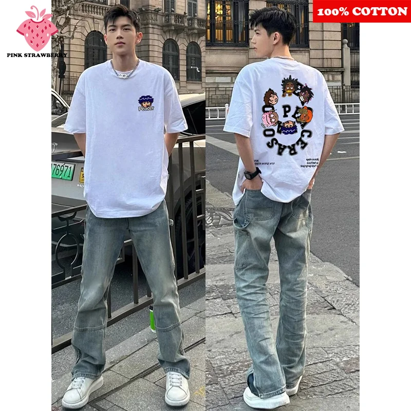 

American Street Hip Hop T-shirt Men's Summer 2025 New Letter Print Short sleeves Gym Sports T-shirt Loose Y2k Top mens clothing