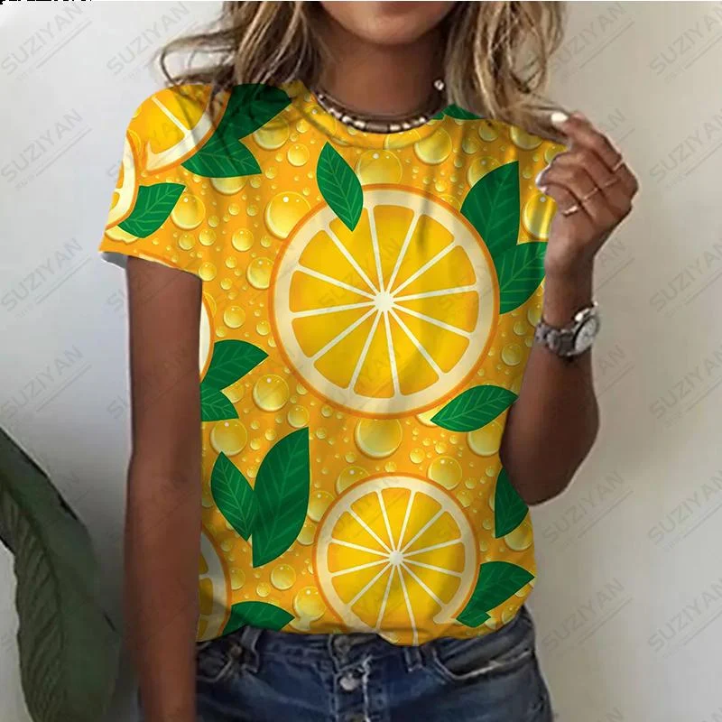 Women's T-shirt Summer New Fruit Orange 3D Printed Short Sleeve T Shirt Women Round Neck Pullovers Casual Men Clothing Tops Tees