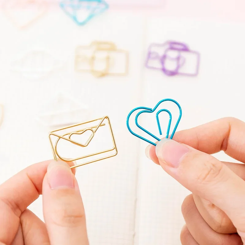 10pcs/bag Mini Paper Clips Kawaii Star Bowknot Love Heart Binder Clips Photos Tickets Paper Holder Korean Stationery Office