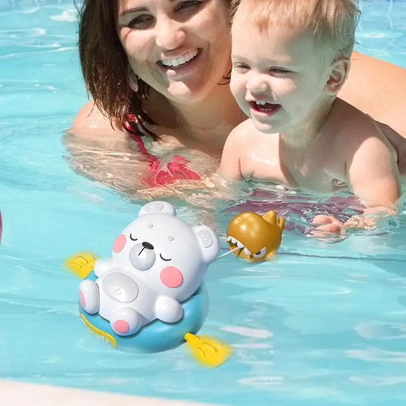 Jouet de Bain Interactif en Forme d'Animal pour Garçon et Fille, Accessoire de Baignoire avec Ficelle Côtelée, pour Temps d'Arrosage Amusant