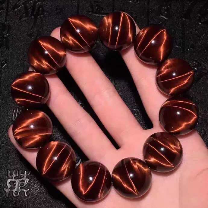 

Red Tiger's Eye Stone Bracelet Men's and Women's Lightning Pattern Hawk's Eye Stone Tiger's Eye Stone Couple Bracelet