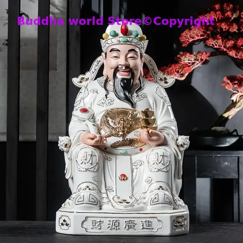 5A+ 31CM HOME high grade Buddha statue Bring good luck money God of wealth Recruit wealth color ceramic Mammon statue talisman