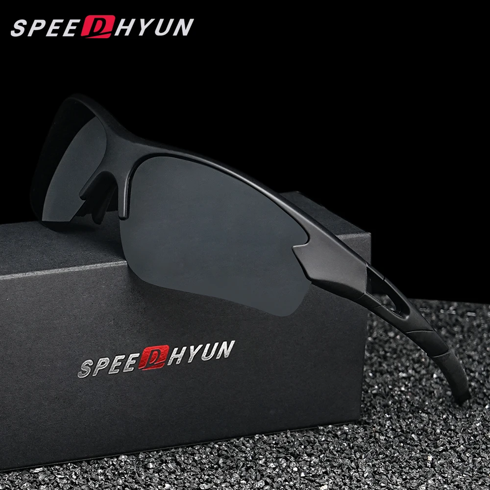 SPEEDHYUN Polarized Cycling Men Sunglasses Driving Anti-UV400 Mirror Lens Glasses Sports Bike Fishing Half Frame Eyewear