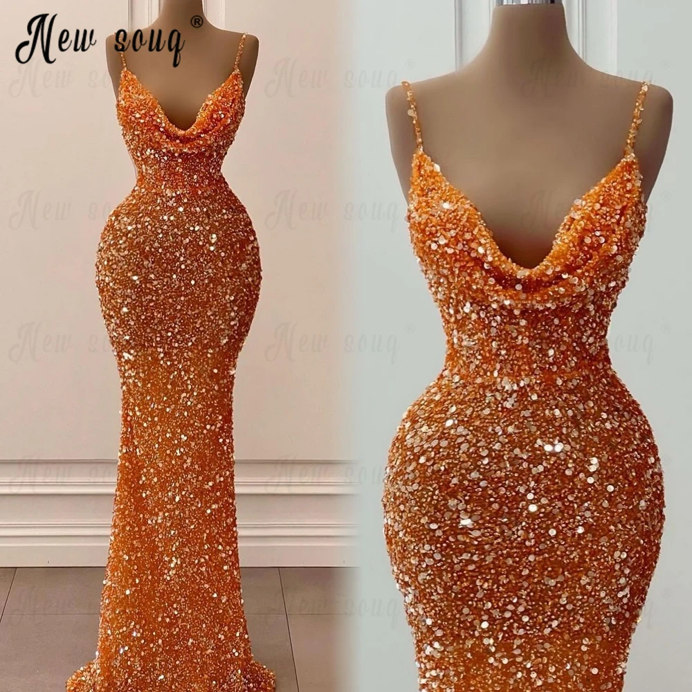 Spaghetti Straps African Bling Bling Party Gowns Stunning Sexy Night Cocktail Dresses Formal Evening Dresses Custom Made 2023