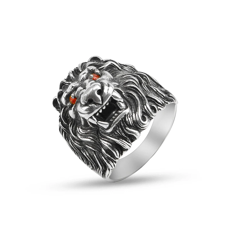 YYSuniee Solid 925 Sterling Silver Mens Women Lion Head Punk Biker Ring Gift for Men Father Husband Friend Jewelry