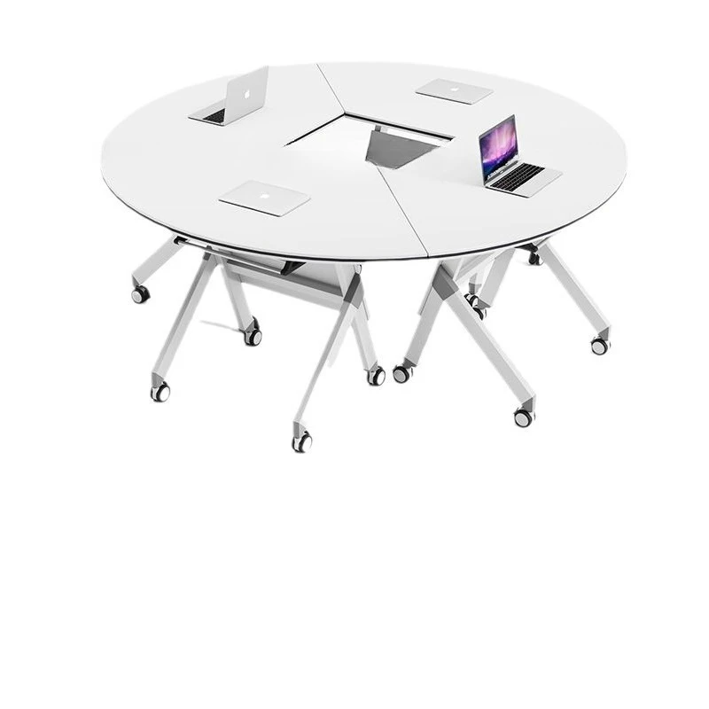

Foldable conference table and chair combination office training double desk activity splicing mobile strip meeting room