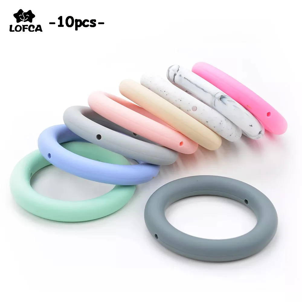 10pcs/lot Baby Silicone Beads Round 65mm Teething Ring Food Grade Nursing BPA Free High Quality Silicone Teether Necklace Toys