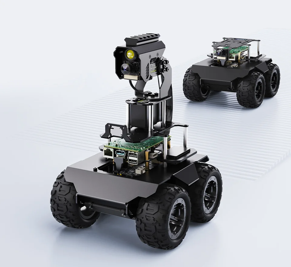 RaspRover Open-source 4WD AI Robot, Dual controllers, All-metal Body,  Suitable for Raspberry Pi 4B / Raspberry Pi 5