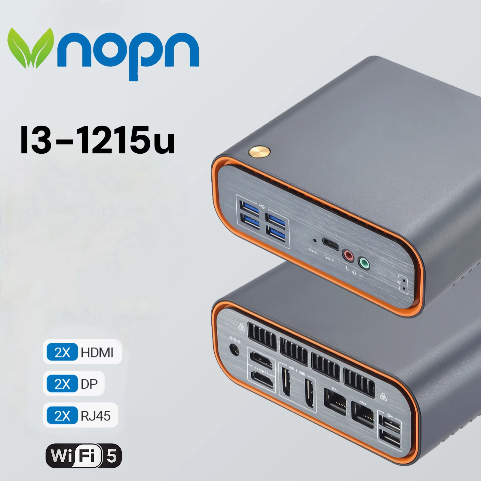 VNOPN mini pc i3 1215U 12th CPU 6C/8T DDR5 4K 8K 2LAN TYPE-C mini computer da gioco WIFI Windows 11 mini pc tascabili micro computer