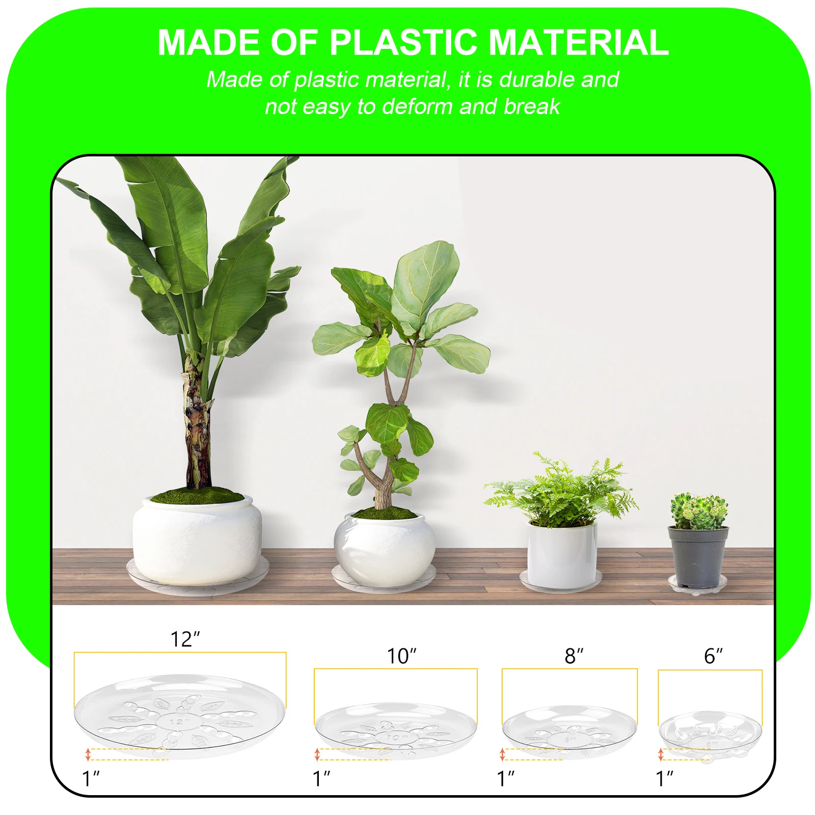 

20pcs Plastic Flowerpot Trays Sturdy Leak Proof Plant Pot Saucer Sun Resistant For Indoor Outdoor Use Gardening Supply Bonsai