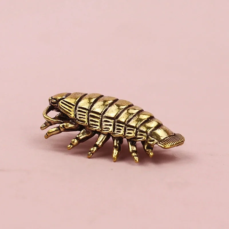 Solid Brass Giant Isopod Small Statue Desktop Ornaments Vintage Animal Figurines Model Lucky Home Decorations Crafts Accessories