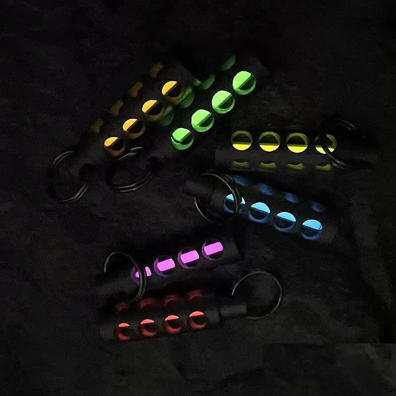1PC Titanium 25years Tube Pendants Paracord Beads Key Ring Necklace Pendants Zipper Head Luminous Night Light Outdoor EDC Tool