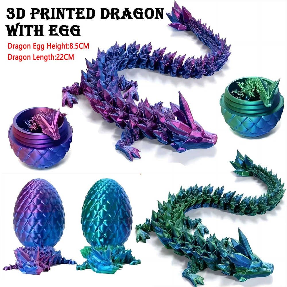 

3D печатное яйцо дракона, шарнирная модель дракона, креативное украшение для рабочего стола, полностью собранный детский праздничный подарок, новогодняя тема