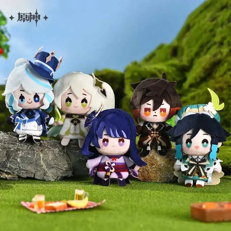 

Anime Genshin Impact Venti Furina Neuvillette Nahida Cosplay Plush Doll Keychain Cartoon Finger Puppet Pendant Toys Bag Charm