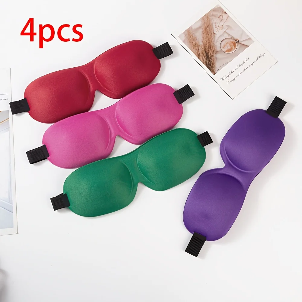 4Pcs 3D Non-Pressurized Comfortable Sleep Eye Mask, Available In Various Colors, Adjustable Headband, Suitable As A Gift