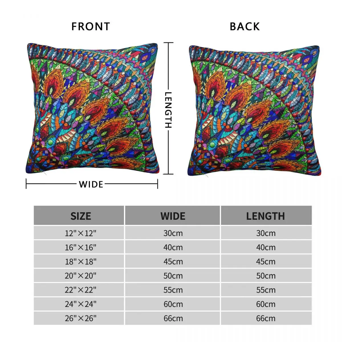 Colourful Glass Mosaic Mandala Square Pillowcase Polyester Linen Velvet Pattern Zip Decor Throw Pillow Case Room Cushion Cover