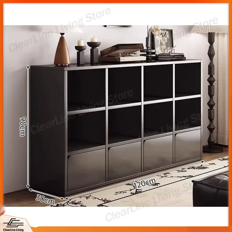 Modern Black Slate Bookshelf Cabinet Multi Layer Storage Shelf Unit Living Room Hotel Furniture Organizer Display Rack Home