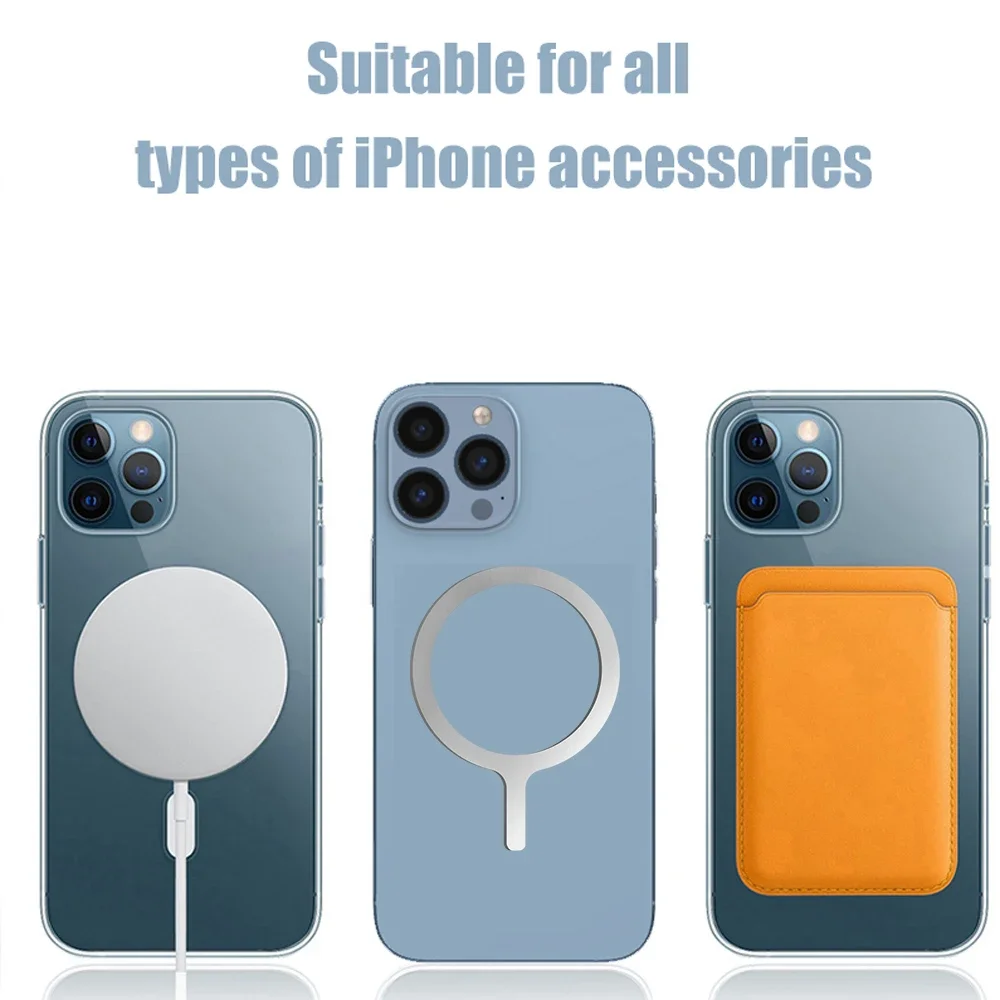 For Magsafe Wireless Charging Magnetic Sticker Rings For All Mobile Phones Car Holder Q Shape Magnetic Metal Iron Sheet
