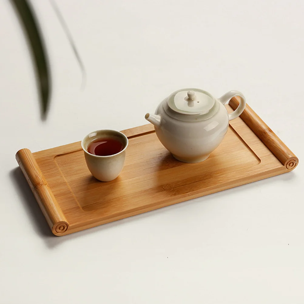 

Bamboo Tea Tray 27x13cm Rectangular Small Serving Tray for Home Decor Japanese Style Space Saving Elegant Bamboo