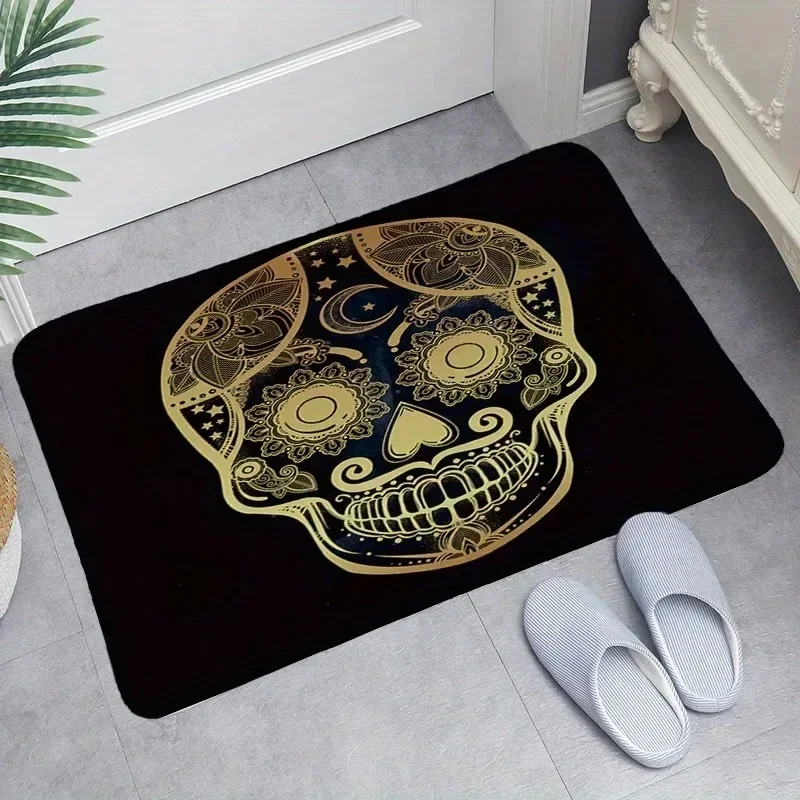 1pc Non Slip Black Printed Floor Mat- Absorbent Rug for Home Kitchen, Bathroom Doorway Indoor Outdoor Use - Home Decor Essential