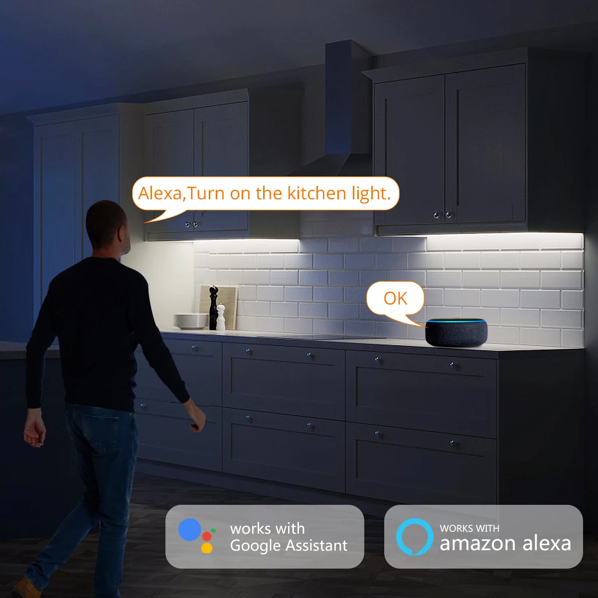 1-6PCS Smart TUYA COB LED Strip Light Set DC12V Integrated Lighting Support Alexa Google Assistant Echo Plus APP Voice Control