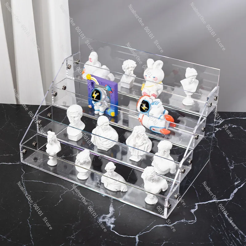 Customized acrylic ladder display stand, blind box figure storage, cosmetics, manicure, nail polish display stand
