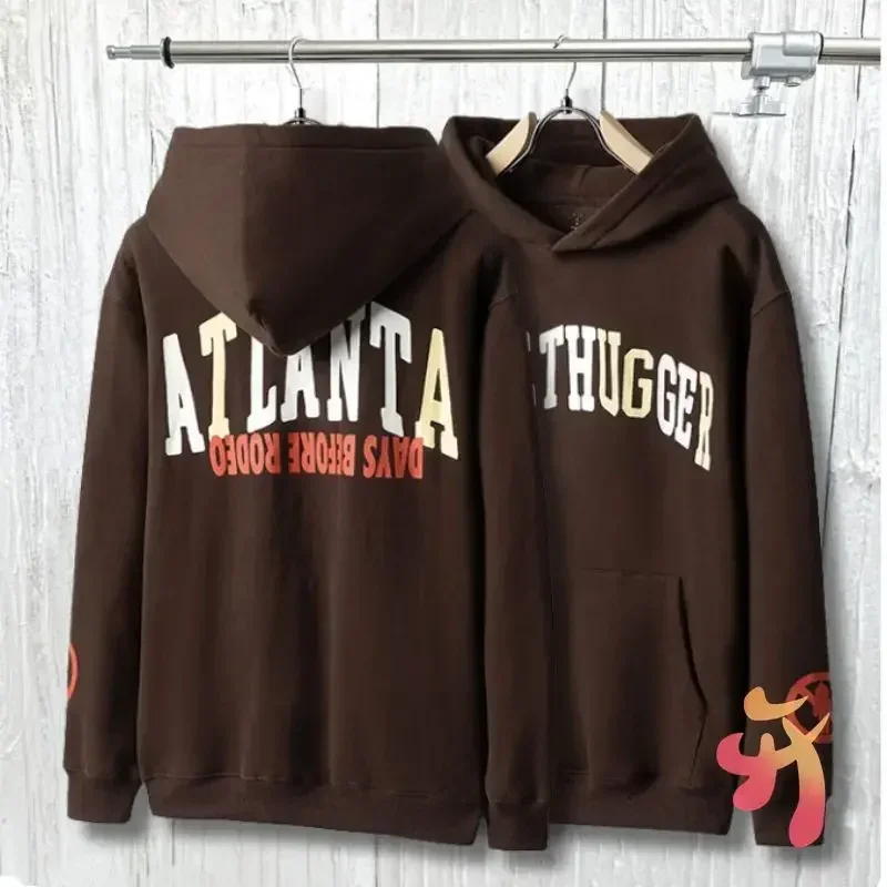 FW24 English Letter Pattern Print Fleece Hooded Sweatshirt Men Women Casual Loose Cactus Jack Hoodie Hiphop Street Kanye Clothes