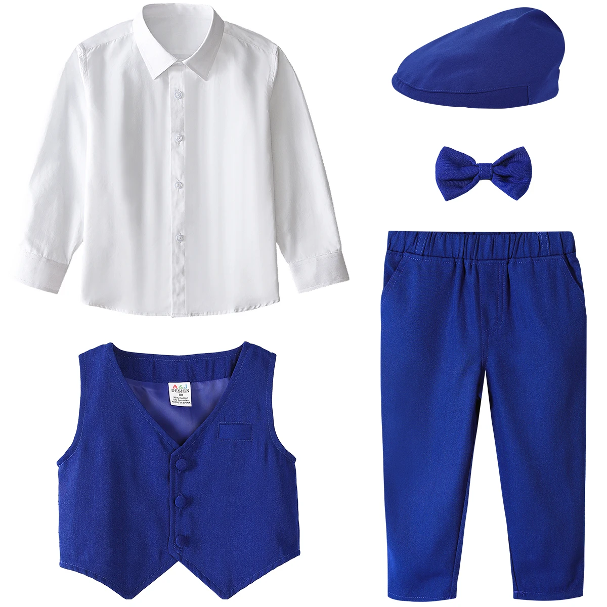 Boys Wedding Suit Baby Clothes Infant Birthday Party Gift Outfit Set Toddler Baptism Christmas Tuxedo Kids Xmas Christening 4PCS