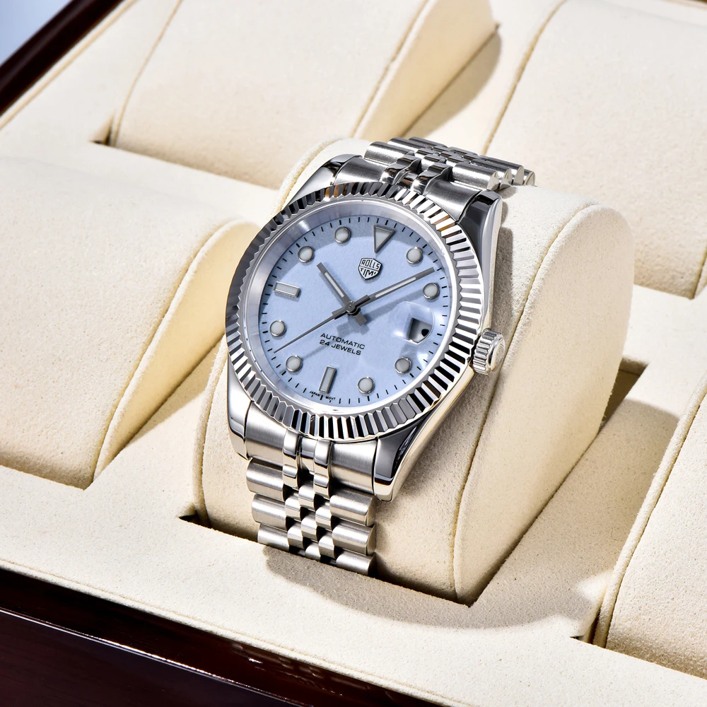 2025 ใหม่ Rollstimi ออกแบบแบรนด์ผู้ชายอัตโนมัติวันที่นาฬิกา Sapphire คริสตัลเรืองแสงนาฬิกากันน้ํา 100M นาฬิกา