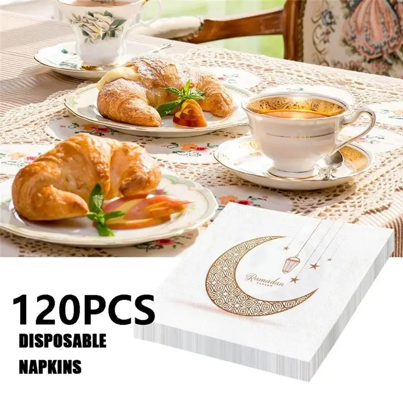 AEE4-120PCS RAMADAN Napkin Dinner Table Napkins Paper Disposable Safe Fragrant Free Soft Mouth Wiping Tissue