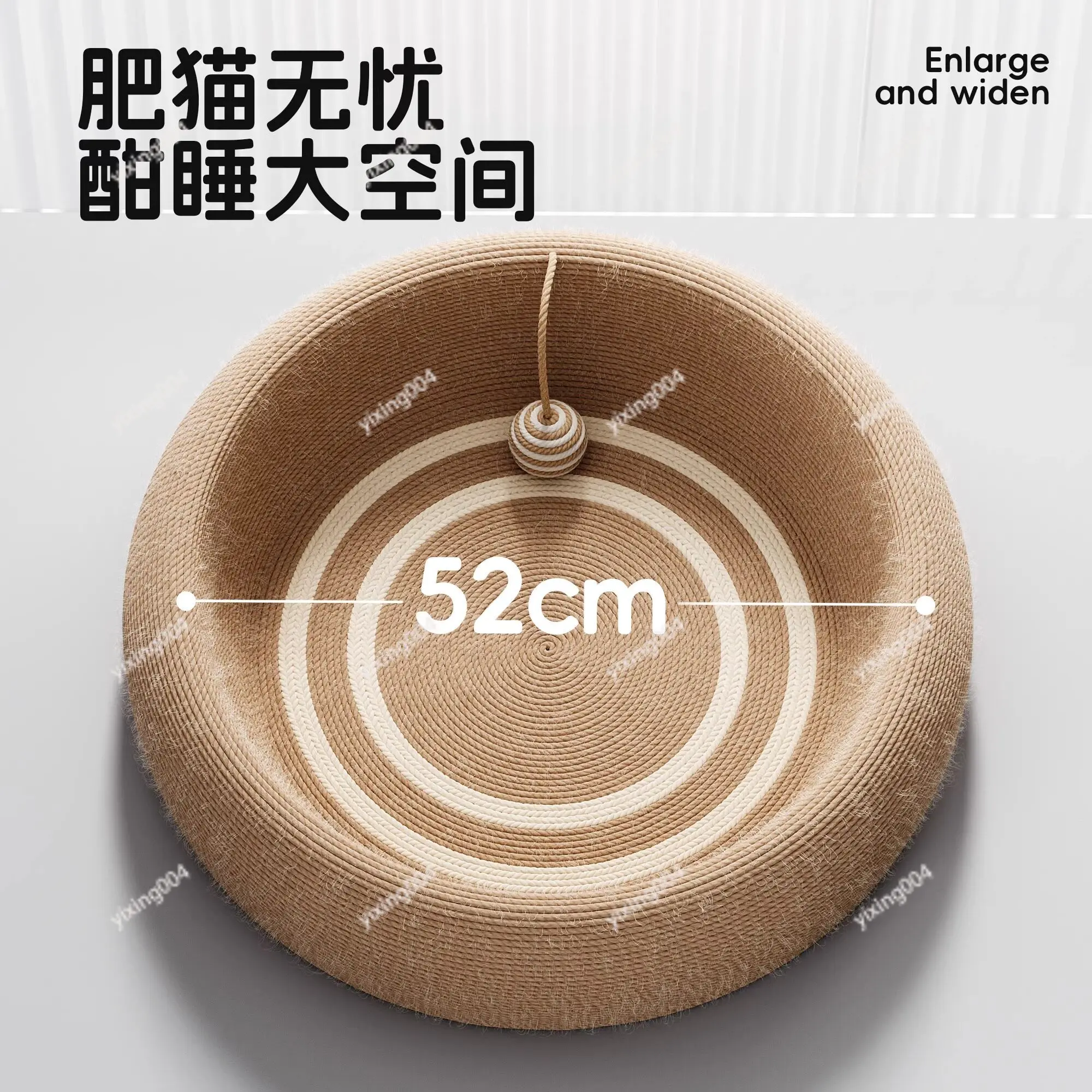Round Sisal Cat Scratcher Bed Integrated Pet Rest Toy Large Cat Scratching Bowl For Indoor Kitten Use