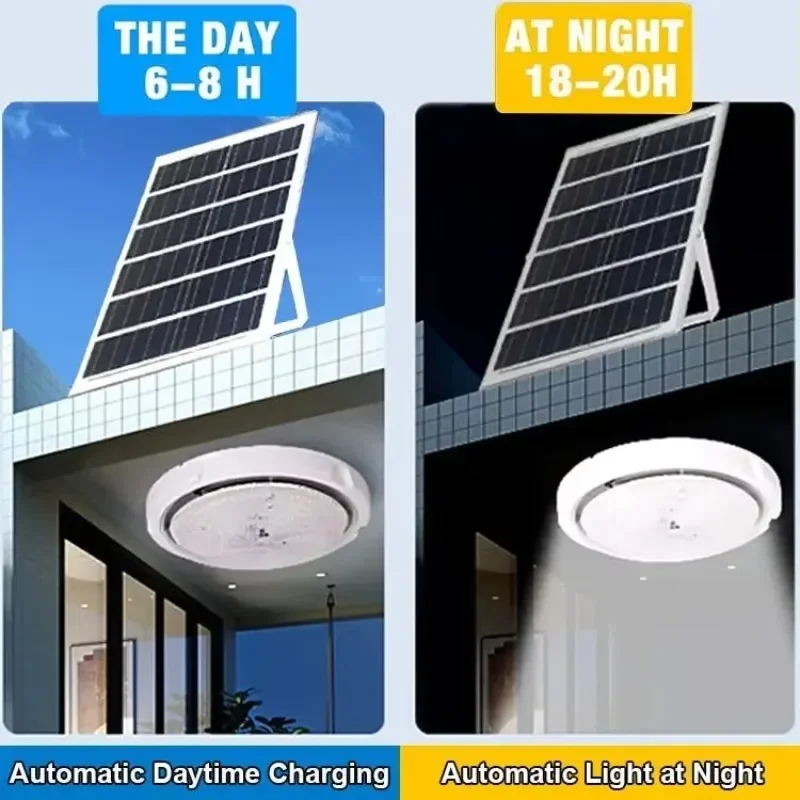 IP65 Solar circular Ceiling solar Lamp Led Waterproof Indoor outdoor garden solar light and Porch Ceiling Light