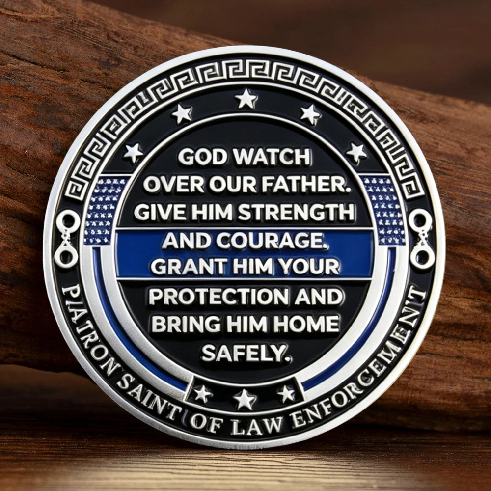 St. Michael Patron Saint of Law Enforcement Challenge Coin Police Officer Prayer Commemorative Coin Gift for Cops