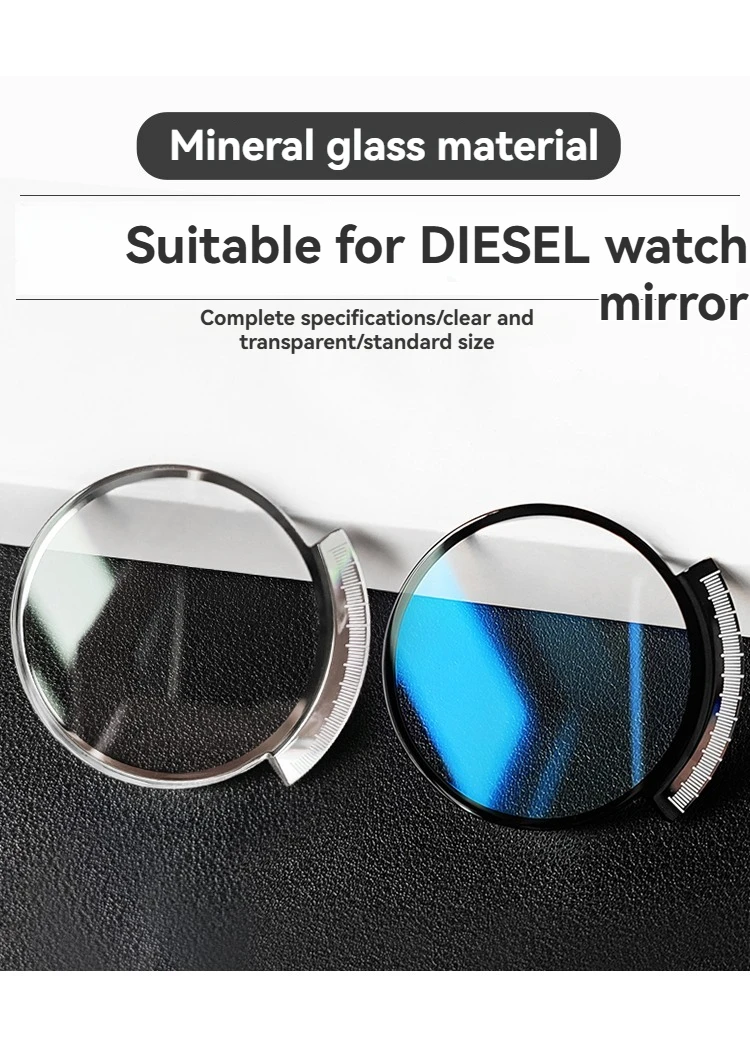 Зеркало в форме веера с синим светом, серебристо-черным, шелковым экраном для Diesel DZ 4413 4296 4372 4462 4504 4480, зеркало с поверхностью из минерального стекла