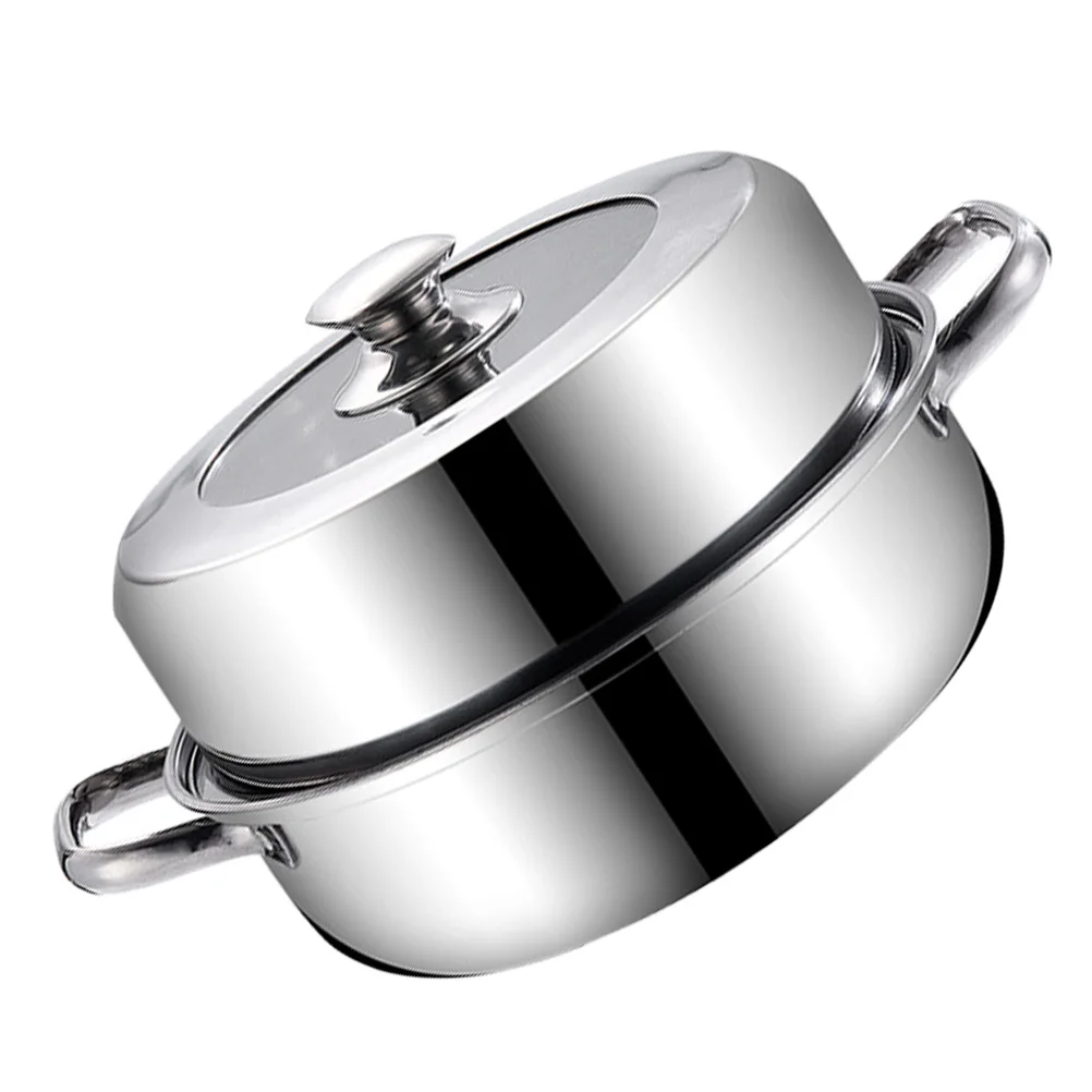 

Stainless Steel Steaming Pot Large Capacity Steam Cook Synchronized Anti Scald Handles Glass Lid Suitable Induction Gas Stove